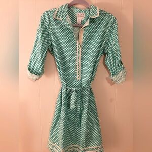 Vintage Blue/ Greenish Polka Dot Dress